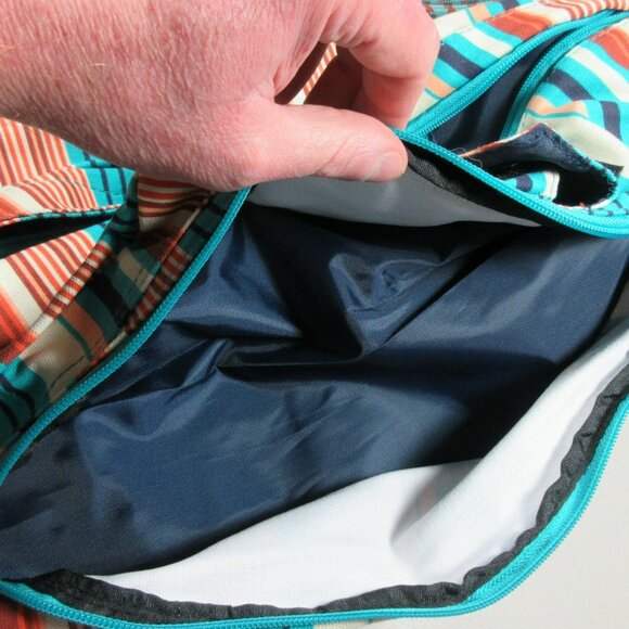KAVU colorful offwhite striped canvas Banded Rope sling bag 11 x 17  NWT main image 4